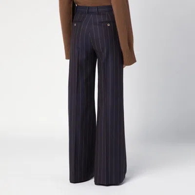 Quelledue Pinstripe Wool-blend Tailored Pants In Black