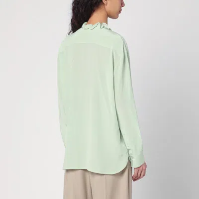 Victoria Beckham Ruffled Front Lightweight Fabric Long Sleeves In Green