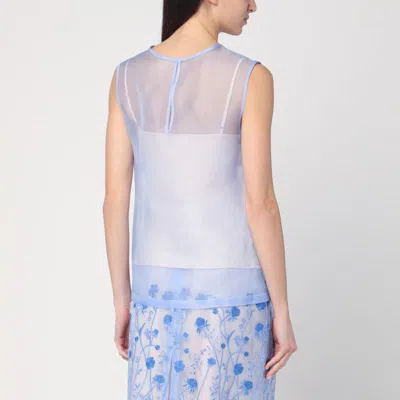 P.a.r.o.s.h Sorgente Silk Crewneck Top In Blue