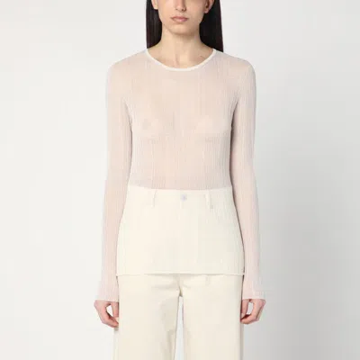 Roberto Collina Semi-transparent Sweater In Natural Colour In Neutral