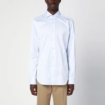 Xacus Small Striped Light Blue Travel Shirt In Blue