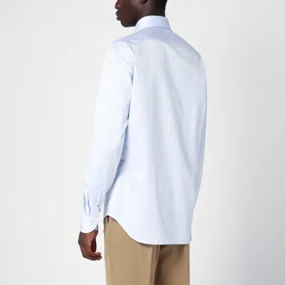 Xacus Small Striped Light Blue Travel Shirt In Blue