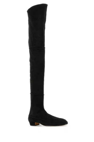 The Row Black Suede Awar 25 Over-the-knee Boots In Black