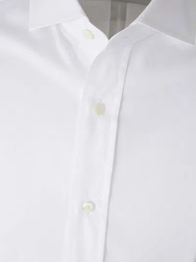 Brunello Cucinelli Button-down Collar Cotton Shirt With Curved Hem In White