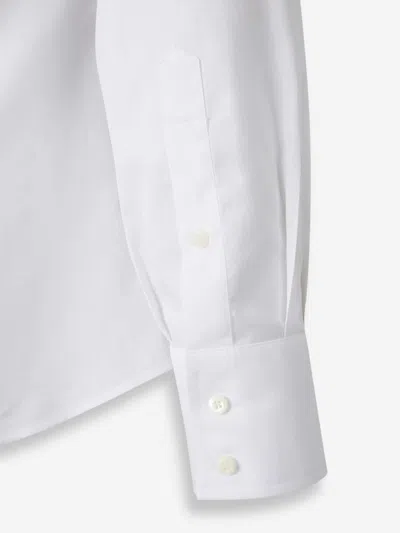 Brunello Cucinelli Button-down Collar Cotton Shirt With Curved Hem In White