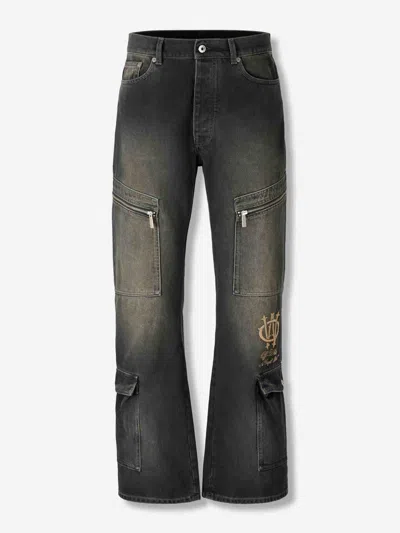 Off-white Flared Pocket Jeans In Black