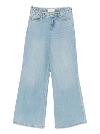 Ermanno Firenze Wide-leg Trousers With Belt Loops And Pockets In Blue