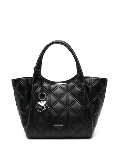 Emporio Armani Leather Shopping Bag In Black