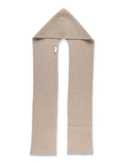 Studio Nicholson Ribbed Knit Hooded Scarf In Neutral