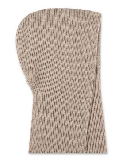 Studio Nicholson Ribbed Knit Hooded Scarf In Neutral