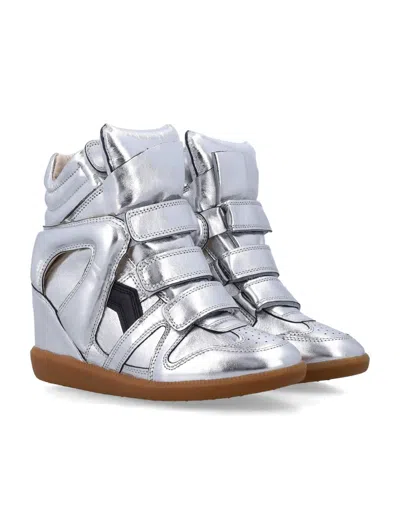 Isabel Marant High-top Wedge Sneakers Metallic Finish In Gray