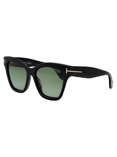 Tom Ford Nero Lucido Acetate Sunglasses In Green