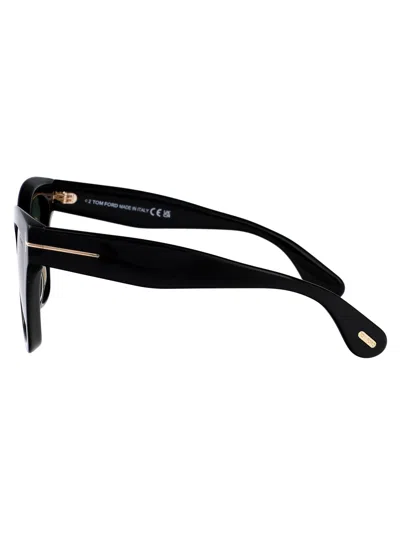 Tom Ford Nero Lucido Acetate Sunglasses In Green