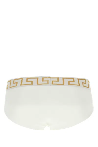 Versace White Stretch Cotton Brief In White