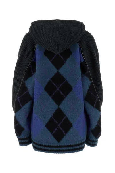 Y/project Y Project Women Embroidered Stretch Cotton Blend Oversize Sweater In Blue