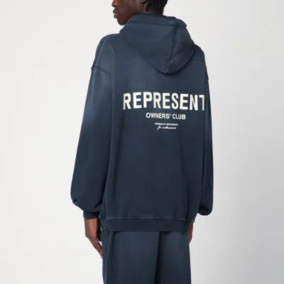 Represent Front Pocket Oversized Hooded Sweatshirt In Blue
