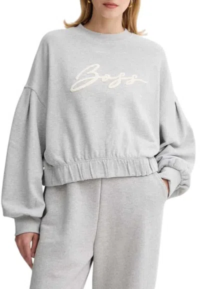 Hugo Boss Logo-embroidered Sweatshirt In Gray
