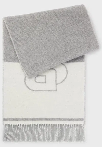 Hugo Boss Womens Medium Grey Branded Fringed-edge Wool-blend Scarf In Gray