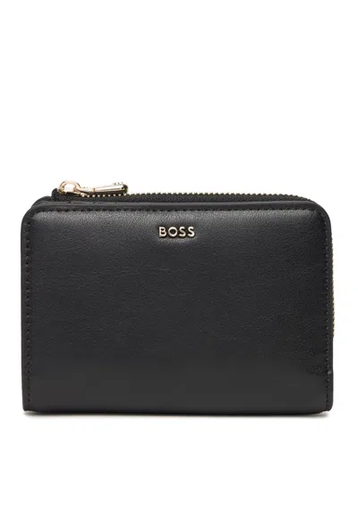 Hugo Boss Logo-lettering Zipped Wallet In Black