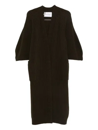 Max Mara Moss Green Cardigan In Wool And Cashmere In Brown