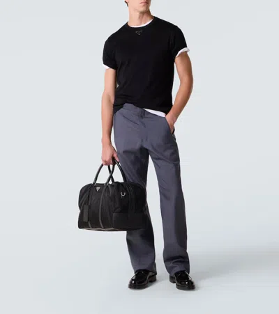 Prada Triangle Logo Oversized T-shirt In Black