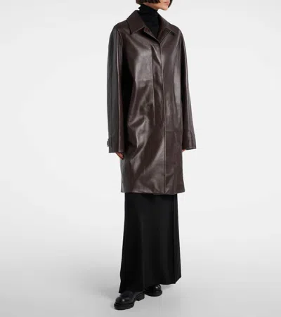 The Row Gracia Leather Jacket In Brown