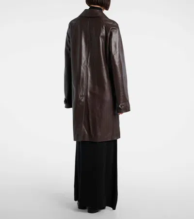 The Row Gracia Leather Jacket In Brown