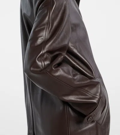 The Row Gracia Leather Jacket In Brown