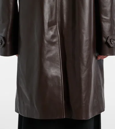 The Row Gracia Leather Jacket In Brown