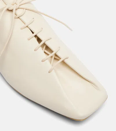 Lemaire Souris Lace Up Leather Heel Shoes In Neutral