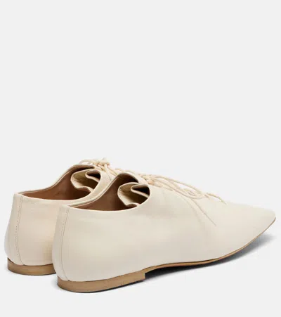 Lemaire Souris Lace Up Leather Heel Shoes In Neutral