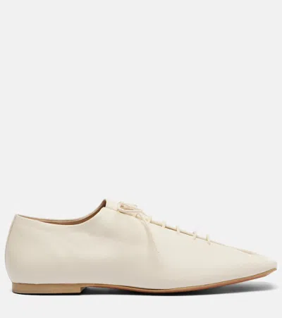 Lemaire Souris Lace Up Leather Heel Shoes In Neutral