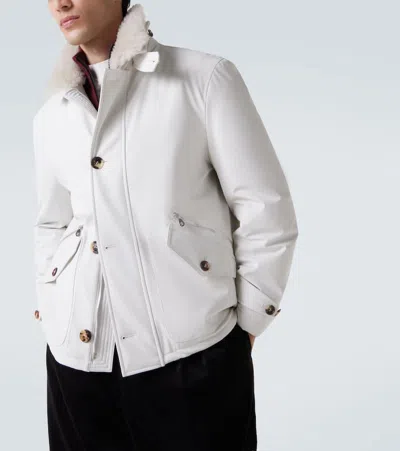 Brunello Cucinelli Shearling-lined Jacket In Neutral