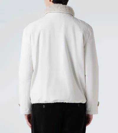 Brunello Cucinelli Shearling-lined Jacket In Neutral
