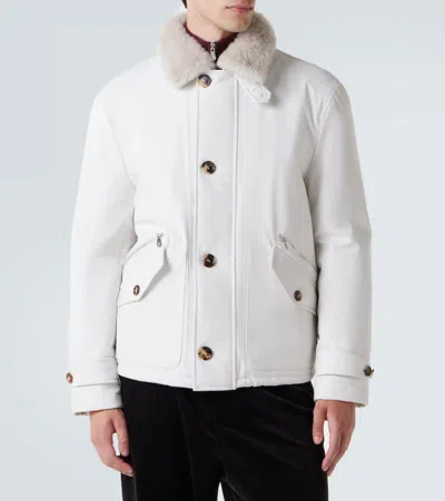 Brunello Cucinelli Shearling-lined Jacket In Neutral
