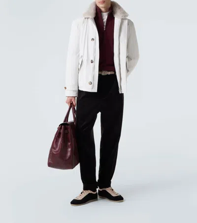 Brunello Cucinelli Shearling-lined Jacket In Neutral