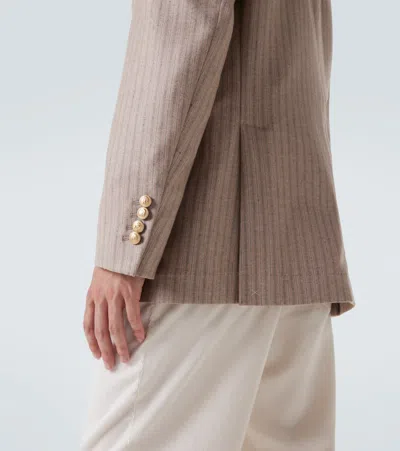 Brunello Cucinelli Striped Cashmere And Silk-blend Suit Jacket In White
