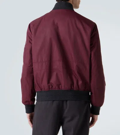 Brunello Cucinelli Padded Cashmere-trimmed Shell Bomber Jacket In Burgundy