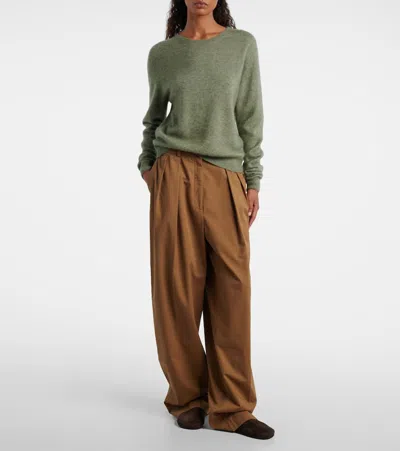 The Row Hudson Suede Slides In Brown