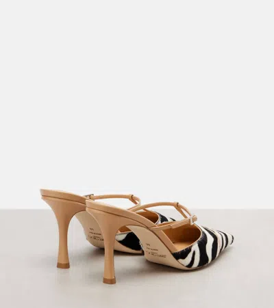 Jimmy Choo X Conner Ives Gloria Zebra-print Pony Hair Mules In Animal Print