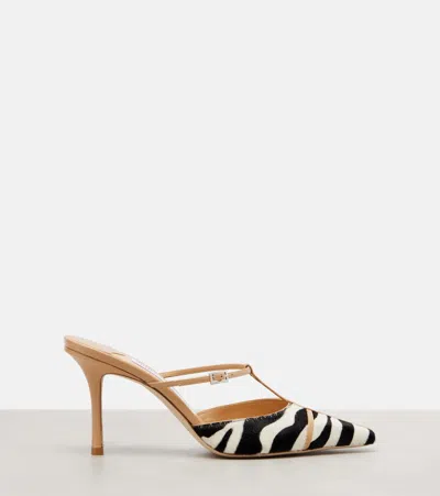 Jimmy Choo X Conner Ives Gloria Zebra-print Pony Hair Mules In Animal Print