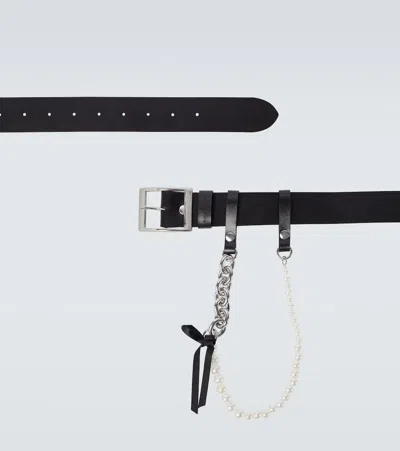 Simone Rocha Embellished Leather Belt In Black