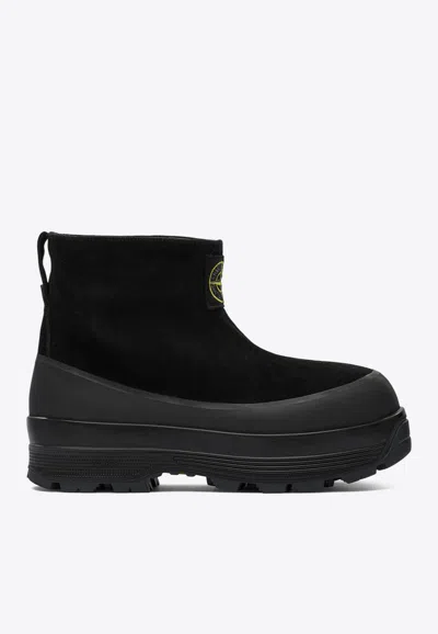 Stone Island Ankle Boot With Vibram Sole For Shock Absorption In Black