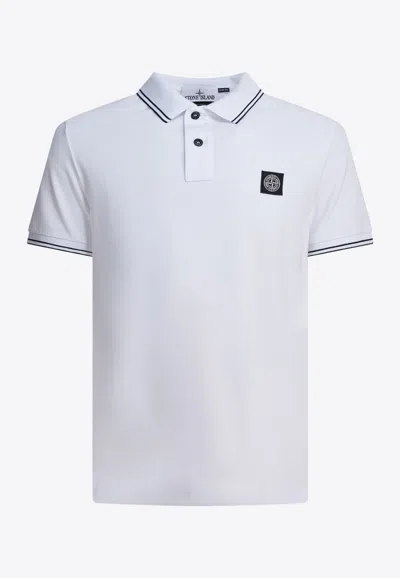 Stone Island Logo-patched Polo T-shirt In White