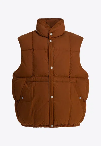 Stone Island Buttoned Down Vest In Brown