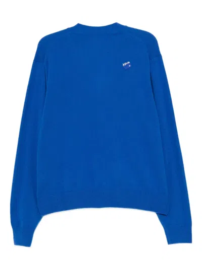 Ader Error Logo-embroidered Cardigan In Blue