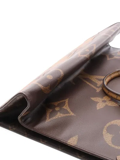 Pre-owned Louis Vuitton 2020 Onthego Gm Monogram Giant Reverse Tote Bag In Brown