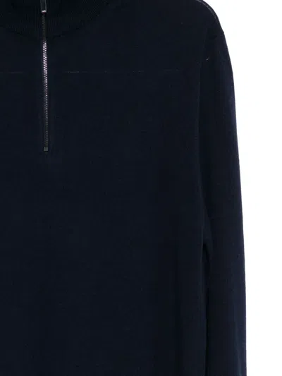 Michael Kors High Collar Half Zip Long Sleeve Sweater In Blue