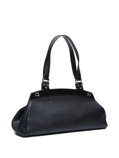 Pre-owned Ferragamo 2000-2015 Leather Shoulder Bag In Black