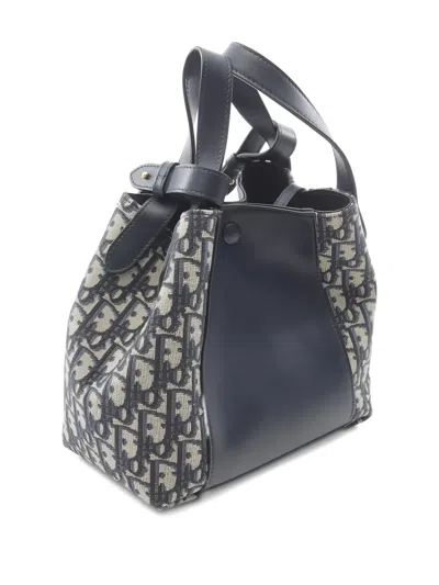 Pre-owned Dior 2020s Signature Oblique Bucket Bag In Blue